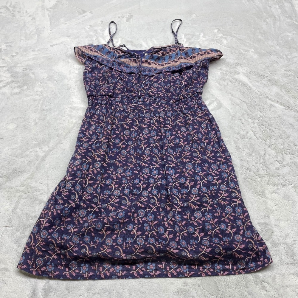 American Eagle Outfitters Womens Mini Dress 6 Purple Floral Boho Ruffle Summer